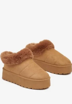 Brązowe Śniegowce na Grubej Podeszwie z Ociepleniem z Futerka Tirisha