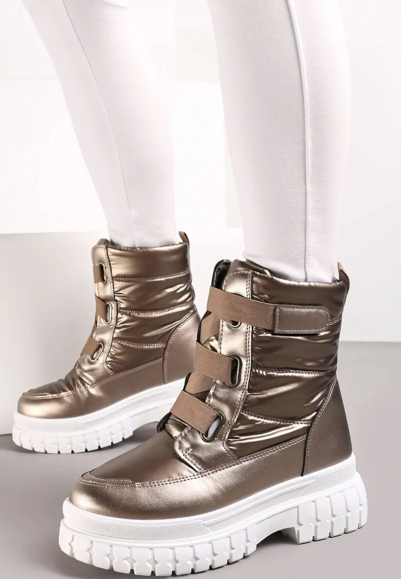 Brązowe Śniegowce na Grubej Podeszwie Kereza