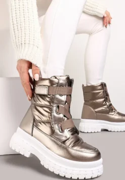 Brązowe Śniegowce na Grubej Podeszwie Kereza