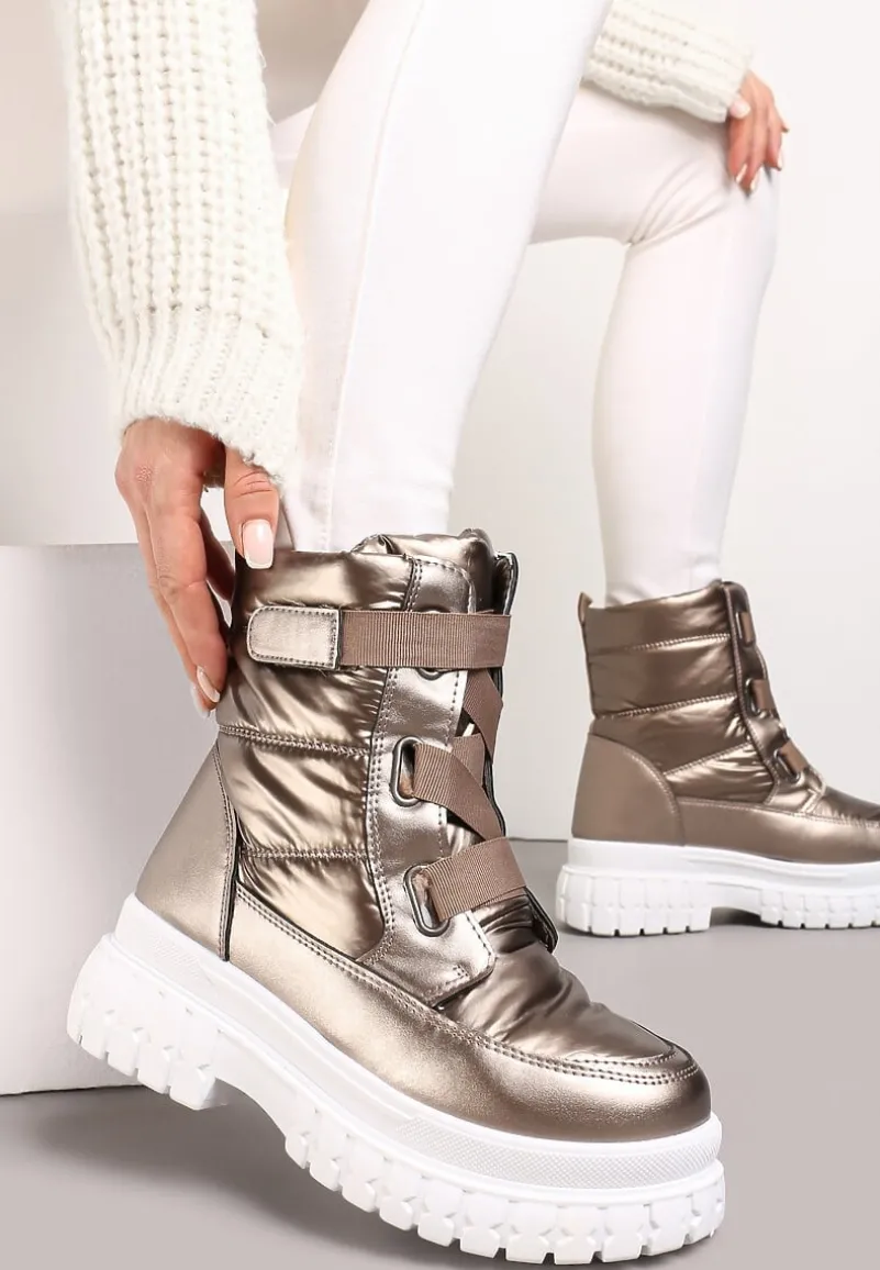 Brązowe Śniegowce na Grubej Podeszwie Kereza