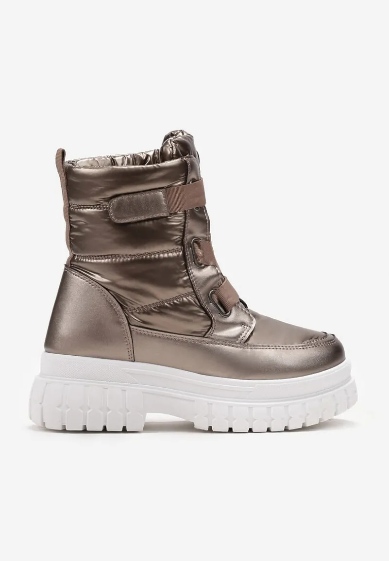 Brązowe Śniegowce na Grubej Podeszwie Kereza