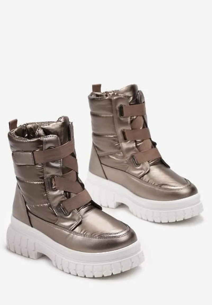 Brązowe Śniegowce na Grubej Podeszwie Kereza