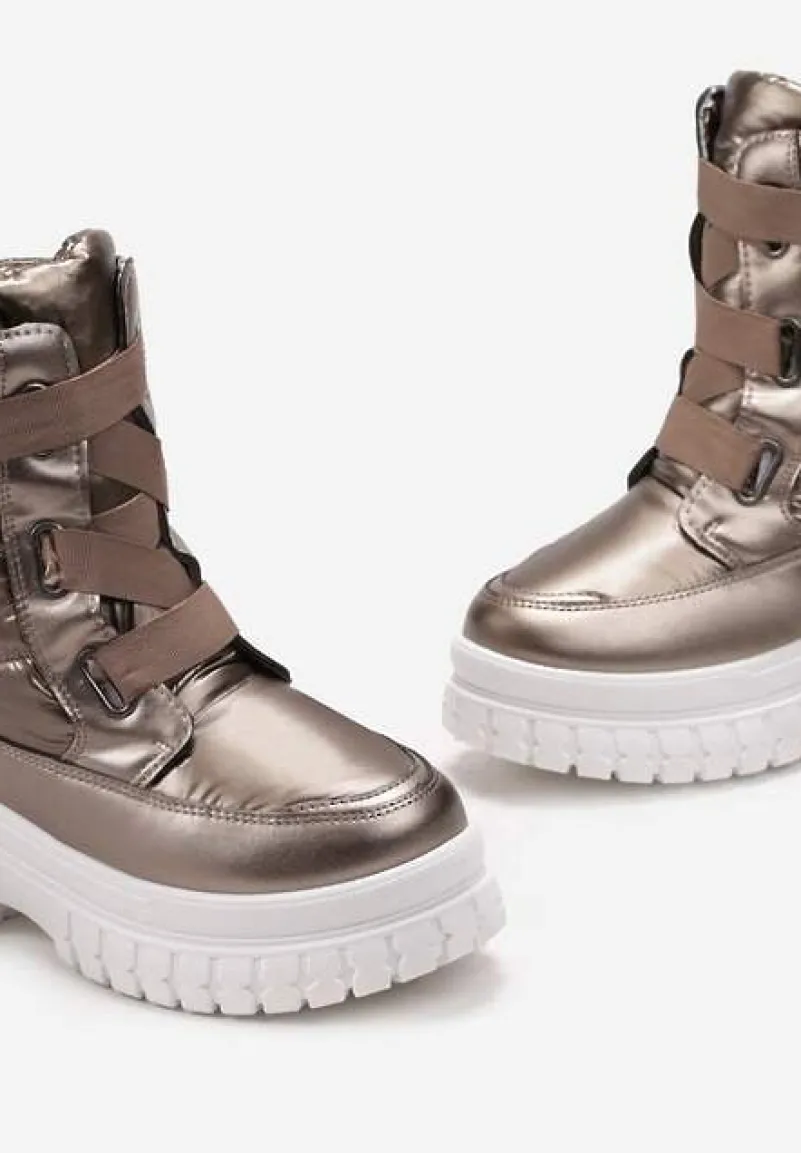 Brązowe Śniegowce na Grubej Podeszwie Kereza