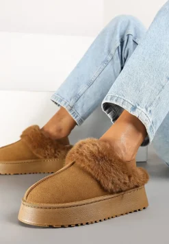 Brązowe Śniegowce na Platformie z Futerkiem Zemiyana