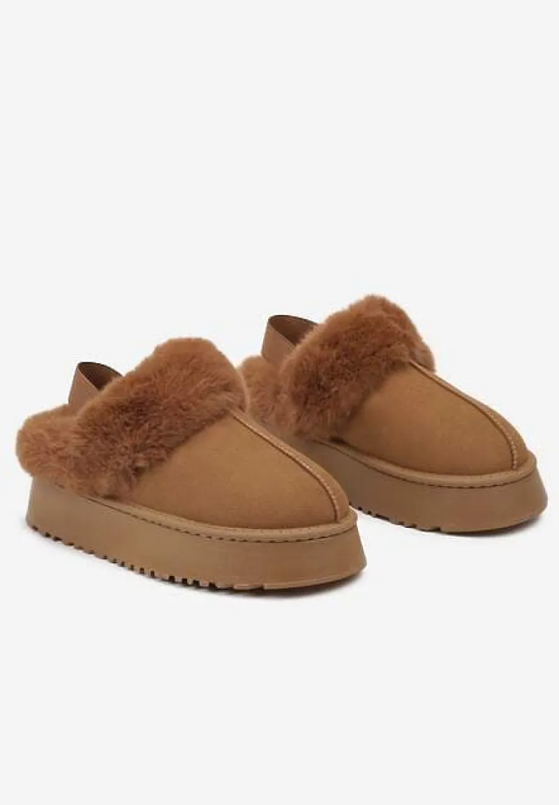 Brązowe Śniegowce na Platformie z Futerkiem Zemiyana