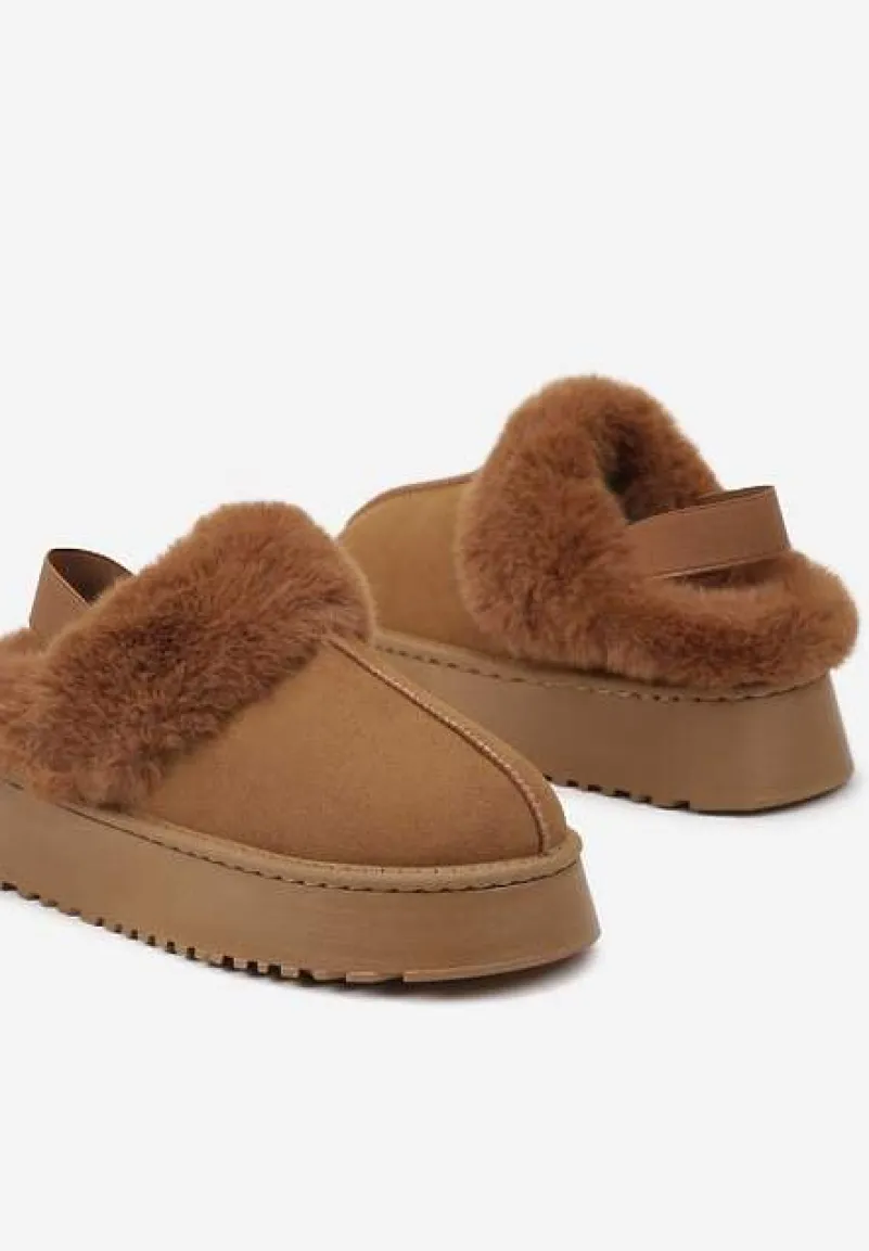 Brązowe Śniegowce na Platformie z Futerkiem Zemiyana