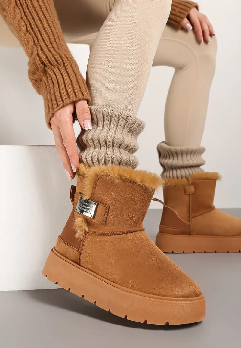 Brązowe Śniegowce na Platformie z Metaliczną Ozdobą Ennithiel