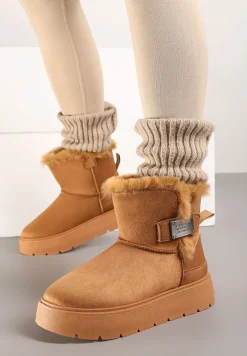 Brązowe Śniegowce na Platformie z Metaliczną Ozdobą Ennithiel