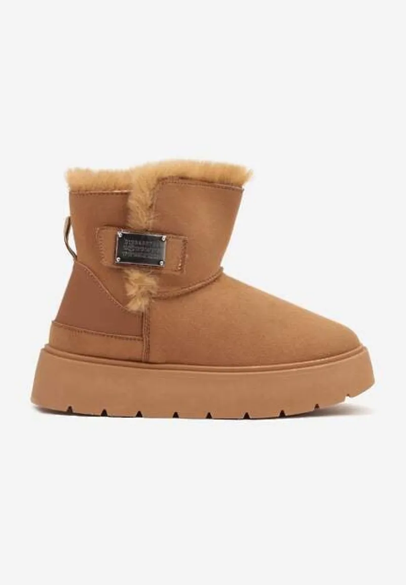 Brązowe Śniegowce na Platformie z Metaliczną Ozdobą Ennithiel