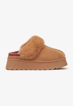 Brązowe Śniegowce na Platformie Ozdobione Futerkiem Heccaria