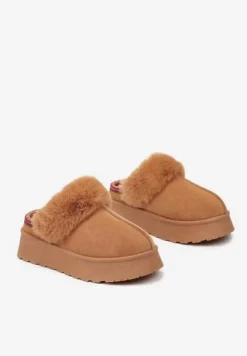 Brązowe Śniegowce na Platformie Ozdobione Futerkiem Heccaria