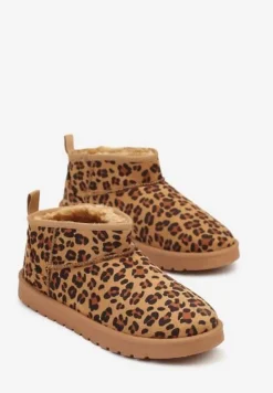 Brązowe Śniegowce Ozdobione Wzorek w Panterkę Antelaia