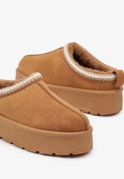 Brązowe Śniegowce z Haftowanym Paseczkiem na Platformie Iridalia