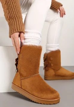 Brązowe Śniegowce z Kokardkami Chami