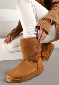 Brązowe Śniegowce z Kokardkami Chami