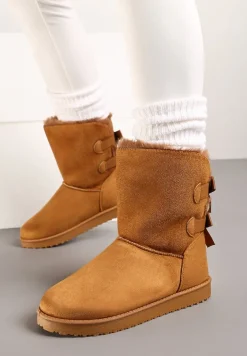 Brązowe Śniegowce z Kokardkami Chami