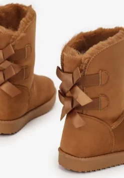 Brązowe Śniegowce z Kokardkami Chami