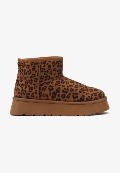 Brązowe Niskie Śniegowce na Platformie Ocieplane Futerkiem Termona