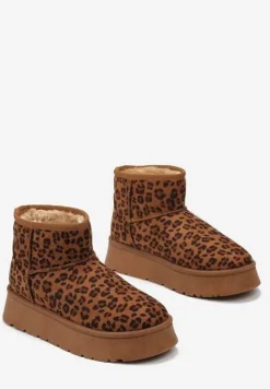 Brązowe Niskie Śniegowce na Platformie Ocieplane Futerkiem Termona