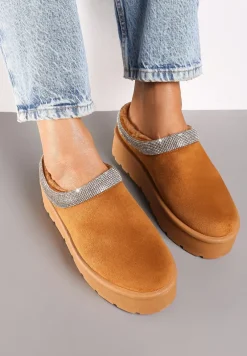 Brązowe Ocieplane Śniegowce z Cyrkoniami na Platformie Irivianae