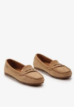 Brązowe Płaskie Mokasyny o Klasycznym Fasonie z Przeszyciem Wenniva