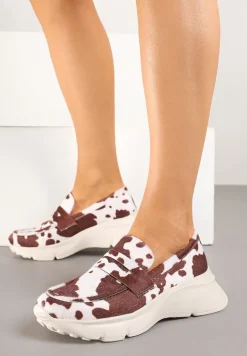 Brązowe Półbuty na Tłoczonej Platformie Eraviella