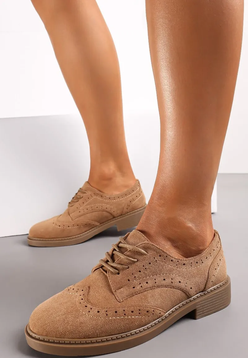 Brązowe Półbuty przed Kostkę z Wiązaniem Noevil