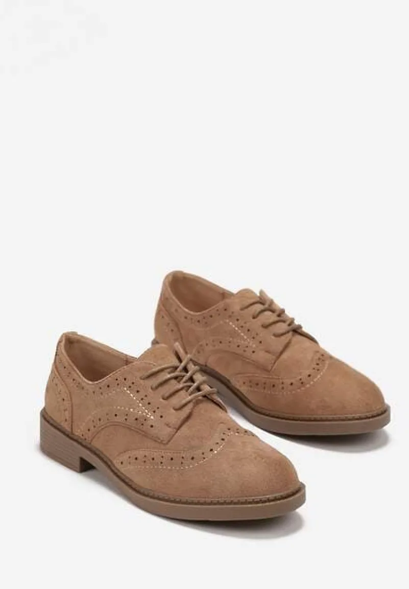 Brązowe Półbuty przed Kostkę z Wiązaniem Noevil