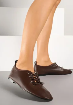 Brązowe Półbuty ze Sznurowaniem ze Stoperem Julirine