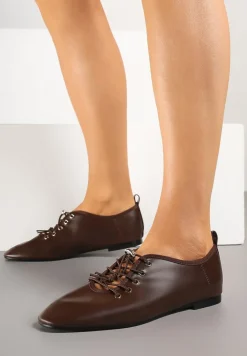 Brązowe Półbuty ze Sznurowaniem ze Stoperem Julirine