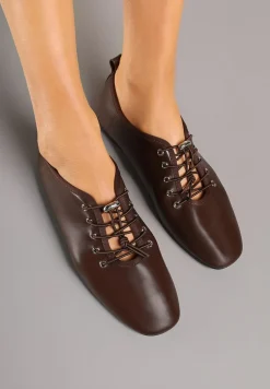 Brązowe Półbuty ze Sznurowaniem ze Stoperem Julirine