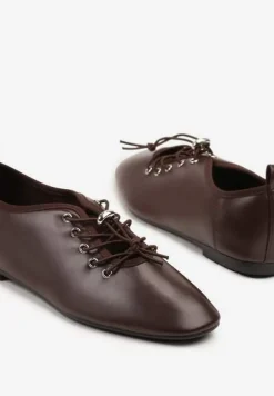 Brązowe Półbuty ze Sznurowaniem ze Stoperem Julirine