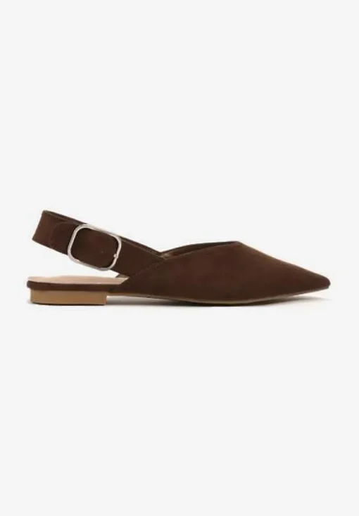Brązowe Sandały Vices Typu Slingback z Wkładką ze Skóry Naturalnej Rallora