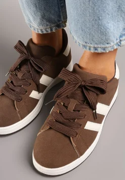 Brązowe Sneakersy Ozdobione Paskami Dolirenna