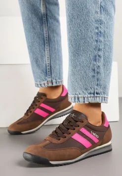 Brązowe Sneakersy Vico z Ozdobnymi Paskami Voinea