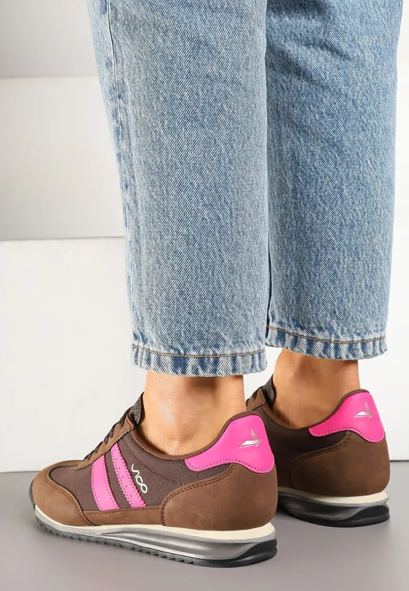 Brązowe Sneakersy Vico z Ozdobnymi Paskami Voinea