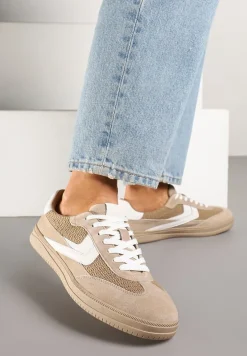 Brązowe Sneakersy ze Skóry Naturalnej w Stylu Kultowych Tenisówek Faloretia