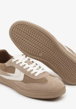 Brązowe Sneakersy ze Skóry Naturalnej w Stylu Kultowych Tenisówek Faloretia