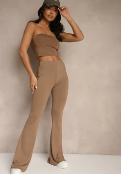 Brązowe Spodnie Dzwony Efralice