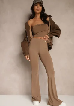 Brązowe Spodnie Dzwony Efralice