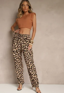 Brązowe Spodnie ze Sznurkiem Tilarisea