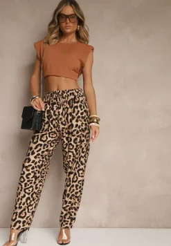 Brązowe Spodnie ze Sznurkiem Tilarisea