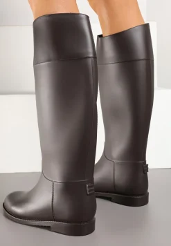 Brązowe Stylowe Kalosze w Stylu Oficerek Nelreia