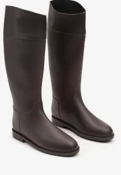 Brązowe Stylowe Kalosze w Stylu Oficerek Nelreia