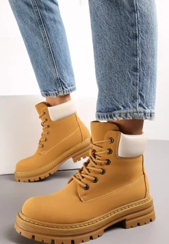 Brązowe Sznurowane Traperki z Protektorem Esmerra