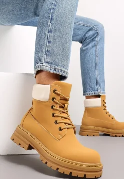 Brązowe Sznurowane Traperki z Protektorem Esmerra