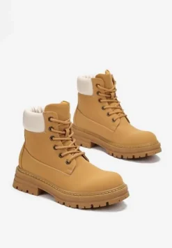 Brązowe Sznurowane Traperki z Protektorem Esmerra