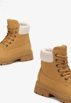 Brązowe Sznurowane Traperki z Protektorem Esmerra