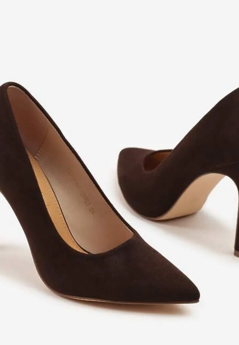 Brązowe Szpilki Vices ze Skórzaną Wkładką w Klasycznym Stylu Vennael