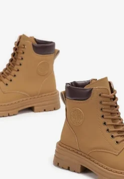 Brązowe Traperki na Grubej Podeszwie Dooriya